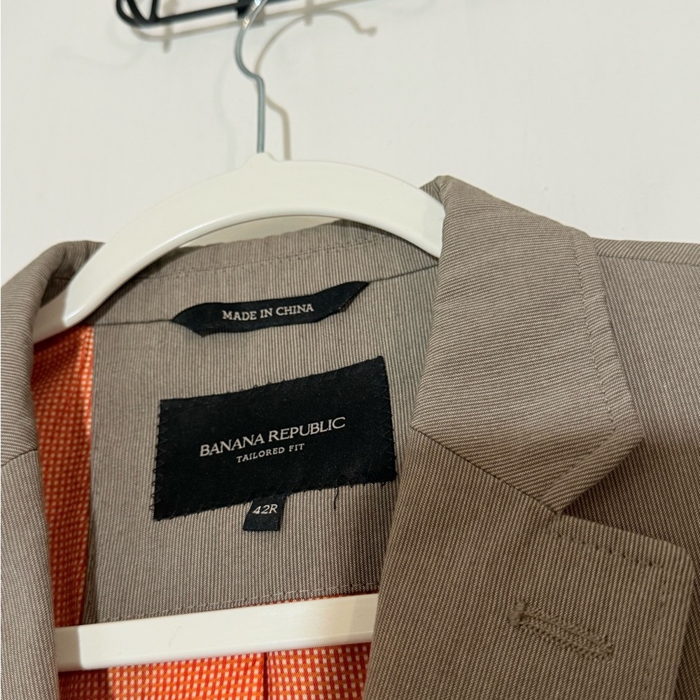 Banana Republic Tailored Fit Sport Blazer Men's Beige Blazer Orange Lining 42R - Picture 5 of 11